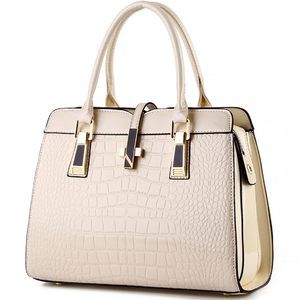 Stylish Shiny Patent Textured Bag For Bag Crocodile Pattern Top Handle Satchel